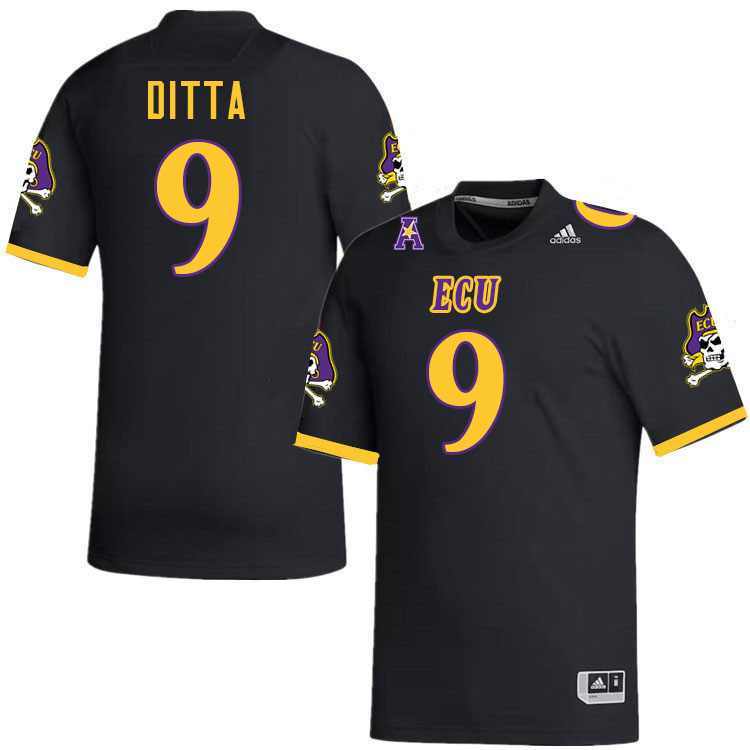 #9 Chaston Ditta East Carolina Pirates College Football Jersey Stitched-Black